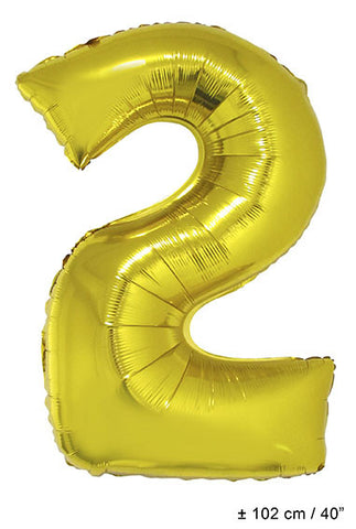 Folienballon Zahl "2" Gold