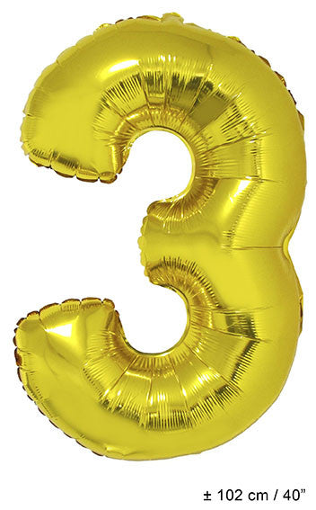 Folienballon Zahl "3" Gold