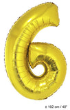  Folienballon Zahl "6" Gold