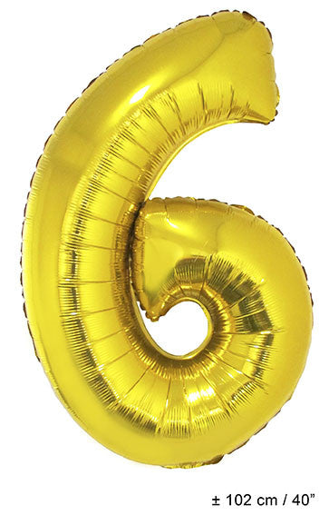  Folienballon Zahl "6" Gold