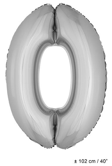 Folienballon Zahl "0" Silber