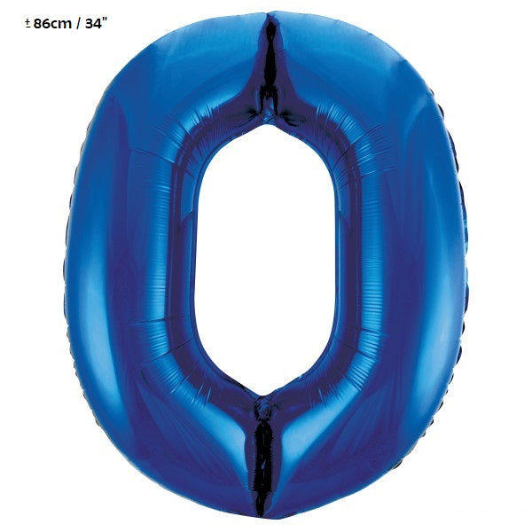 Folienballon Zahl "0" Blau