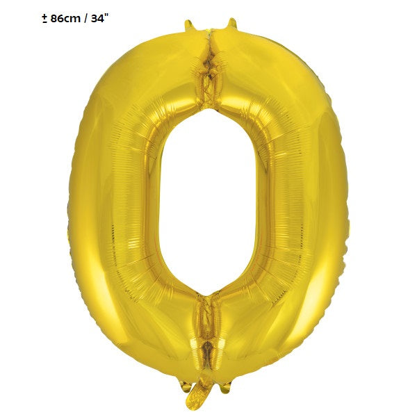 Folienballon Zahl "0" Gold