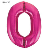 Folienballon Zahl "0" Pink /Fuchsia