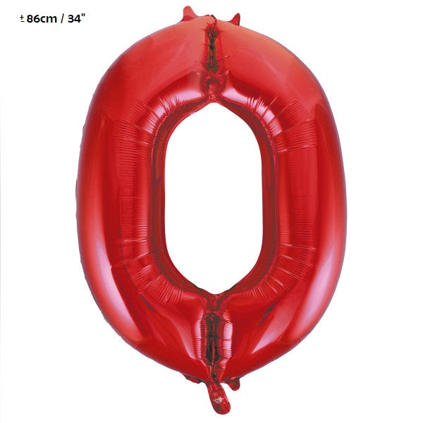 Folienballon Zahl "0" Rot