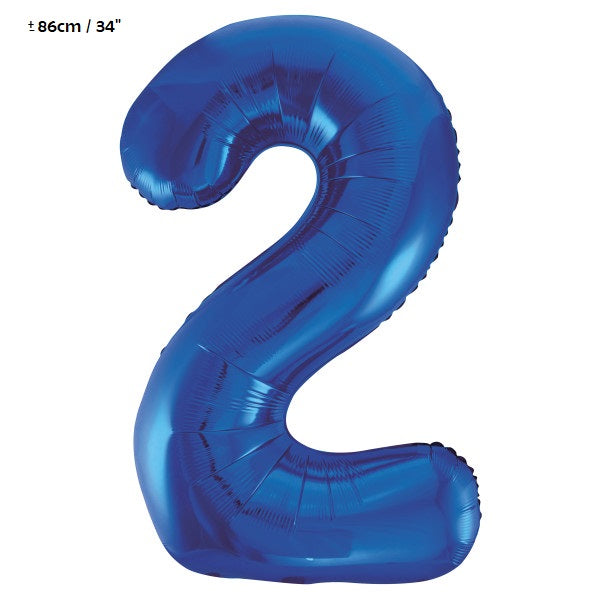 Folienballon Zahl "2" Blau