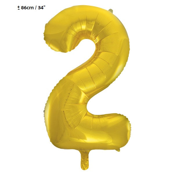 Folienballon Zahl "2" Gold