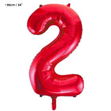 Folienballon Zahl "2" Rot
