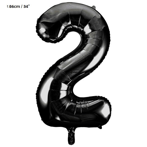 Folienballon Zahl "2" Schwarz