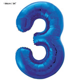 Folienballon Zahl "3" Blau