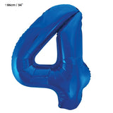 Folienballon Zahl "4" Blau