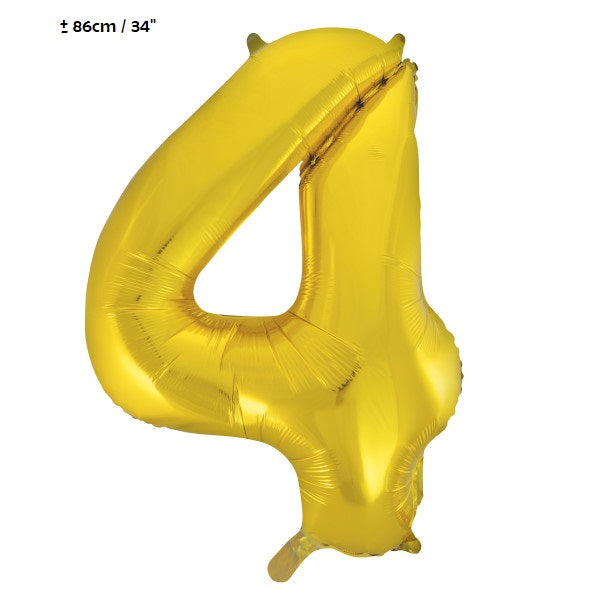 Folienballon Zahl "4" Gold