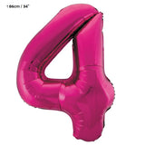 Folienballon Zahl "4" Pink / Fuchsia