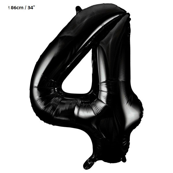 Folienballon Zahl "4" Schwarz