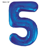 Folienballon Zahl "5" Blau