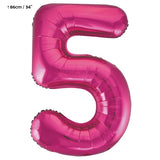 Folienballon Zahl "5" Pink / Fuchsia