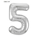 Folienballon Zahl "5" Silber