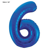 Folienballon Zahl "6" Blau
