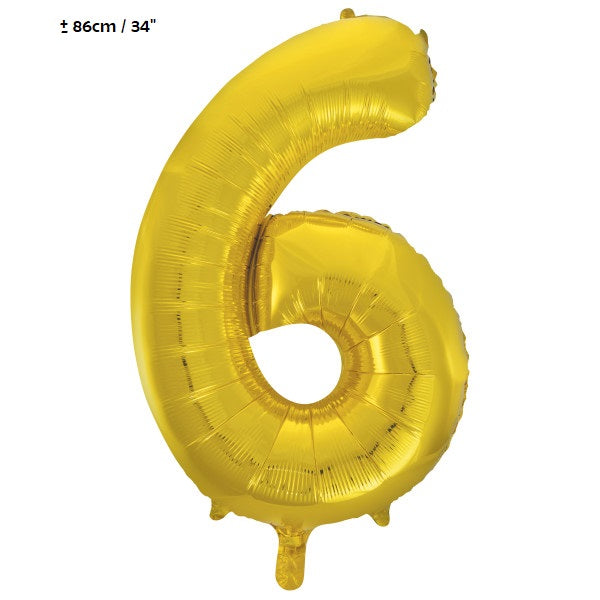 Folienballon Zahl "6" Gold