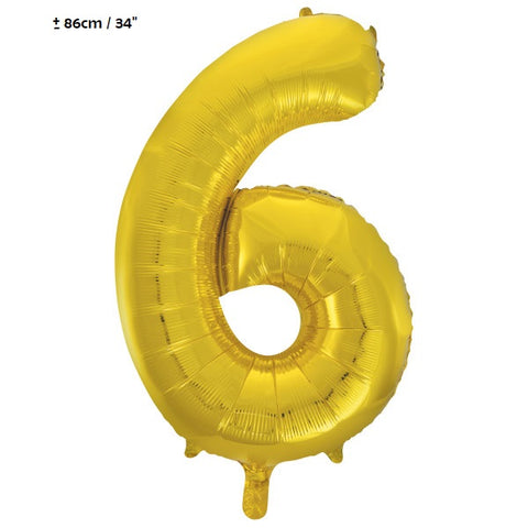 Ballon aluminium numéro"6"or
