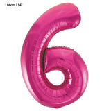 Folienballon Zahl "6" Pink / Fuchsia