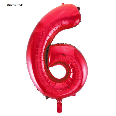 Ballon aluminium numéro"6"rouge