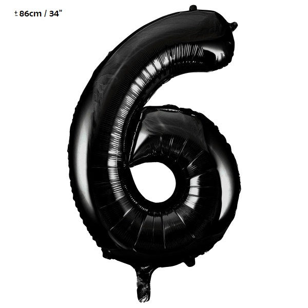 Folienballon Zahl "6" Schwarz