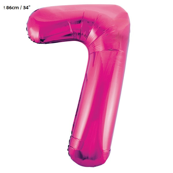 Folienballon Zahl "7" Pink / Fuchsia