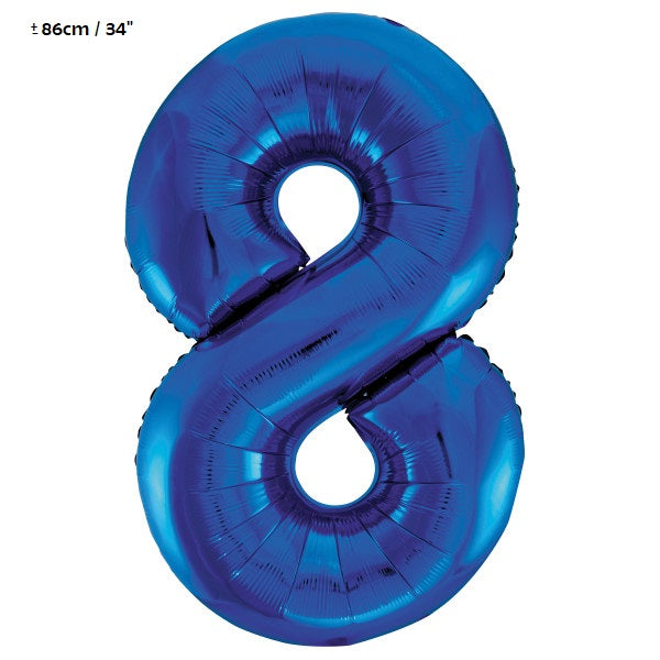 Folienballon Zahl "8" Blau