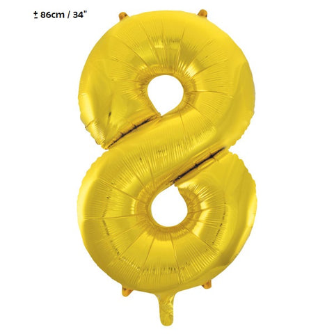 Folienballon Zahl "8" Gold