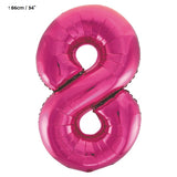 Folienballon Zahl "8" Pink / Fuchsia