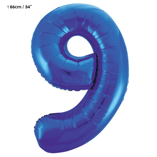 Folienballon Zahl "9" Blau