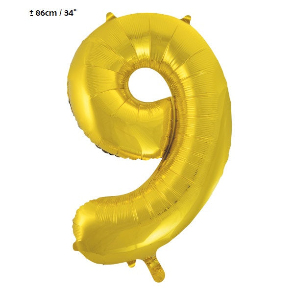 Folienballon Zahl "9" Gold