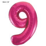 Folienballon Zahl "9" Pink / Fuchsia