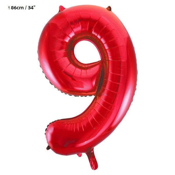 Folienballon Zahl "9" Rot