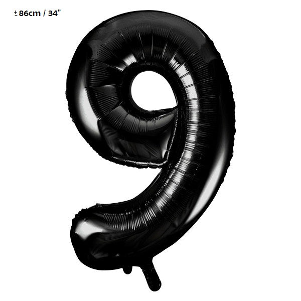 Folienballon Zahl "9" Schwarz